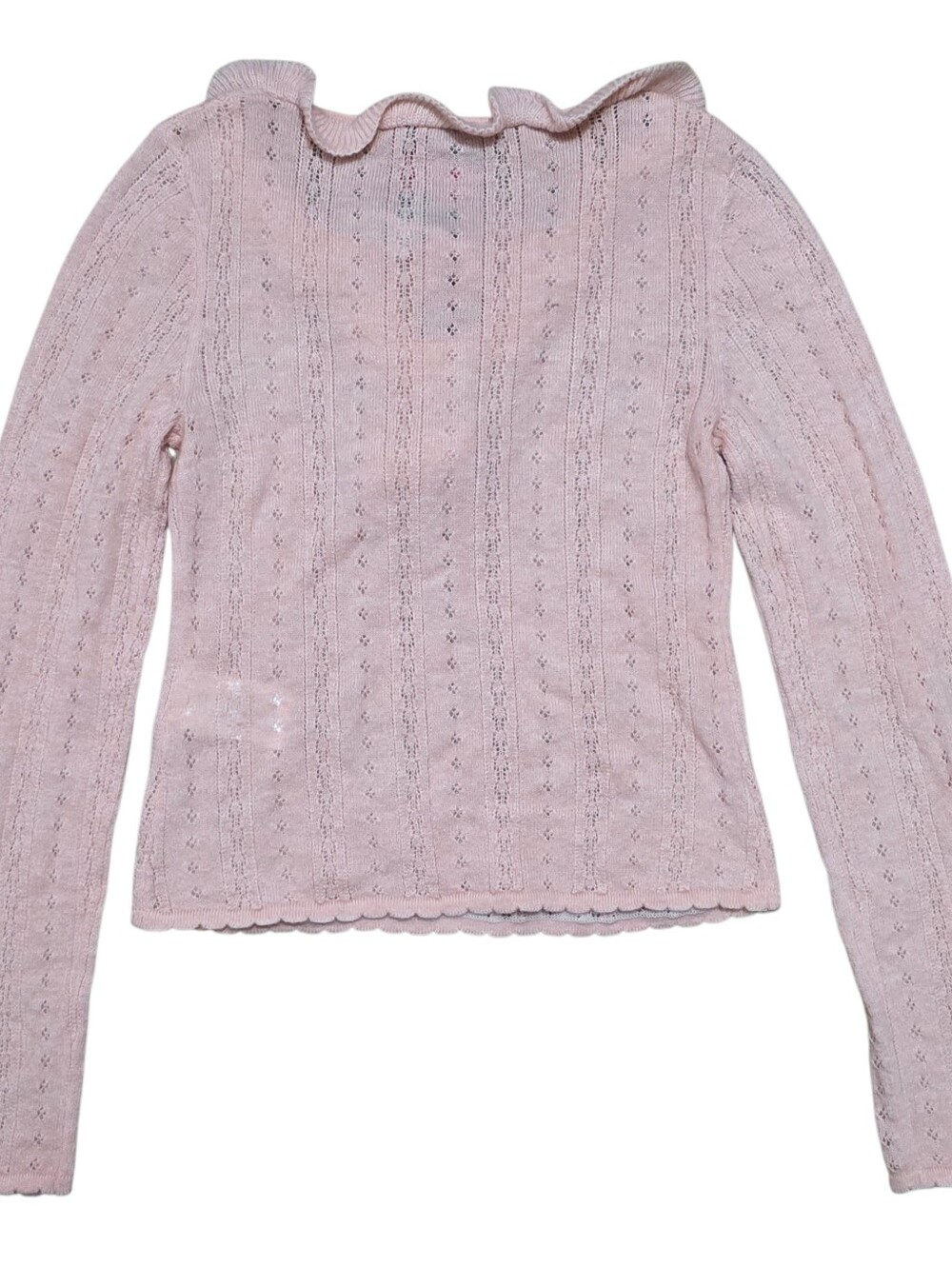 David & Javier exclusive collection coral pink wool blend coquette sweater top - Picture 5 of 6